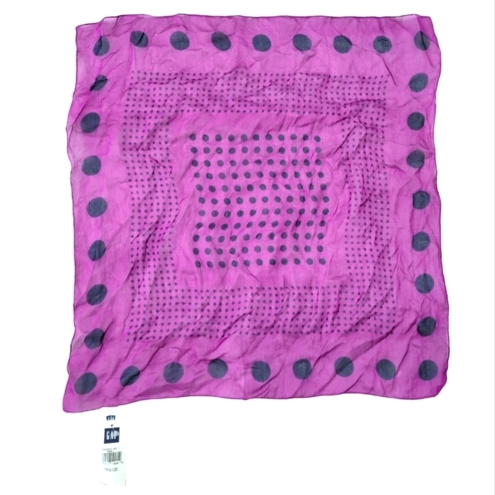 1990s Gap Italian Silk Plum Black Polka Dot Scarf - Picture 7 of 7